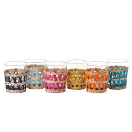 Reed Glass Tumblers | Multicoloured | Set of 6