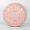 Moroccan Leather Pouffe (Soft Pink)