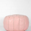 Moroccan Leather Pouffe (Soft Pink)